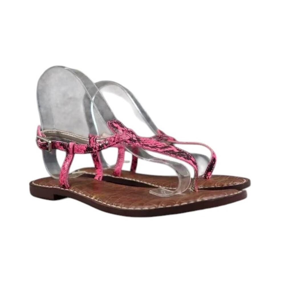 Sam Edelman Shoes Womens 5 Sandals Fashion Casual Snake Print Leather Pink Gigi